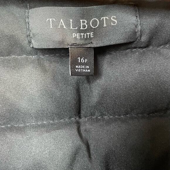 Talbots Black Velvet Down Quilted Puffer Jacket Coat Faux Fur Collar 16P 16 P - Picture 15 of 17